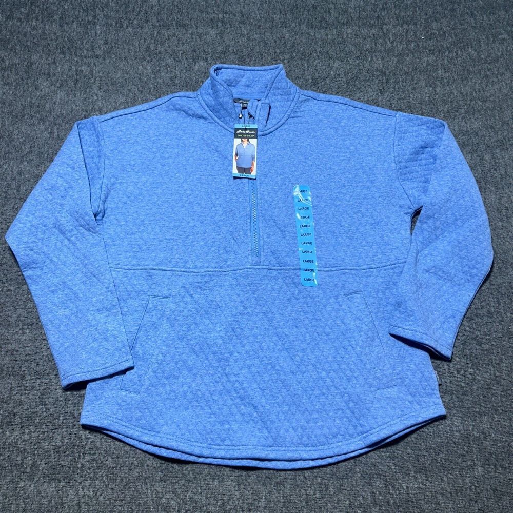 Eddie Bauer Pullover Jacket Womens Large Blue  1/2 Zip Mock Neck‎ Long Sleeve